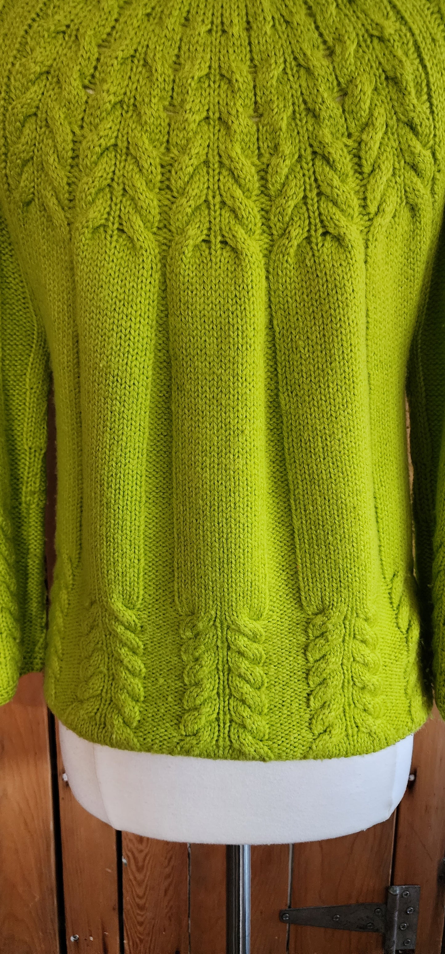 60s Lime Green Sweater Handknit by LeRoy Virgin Wool