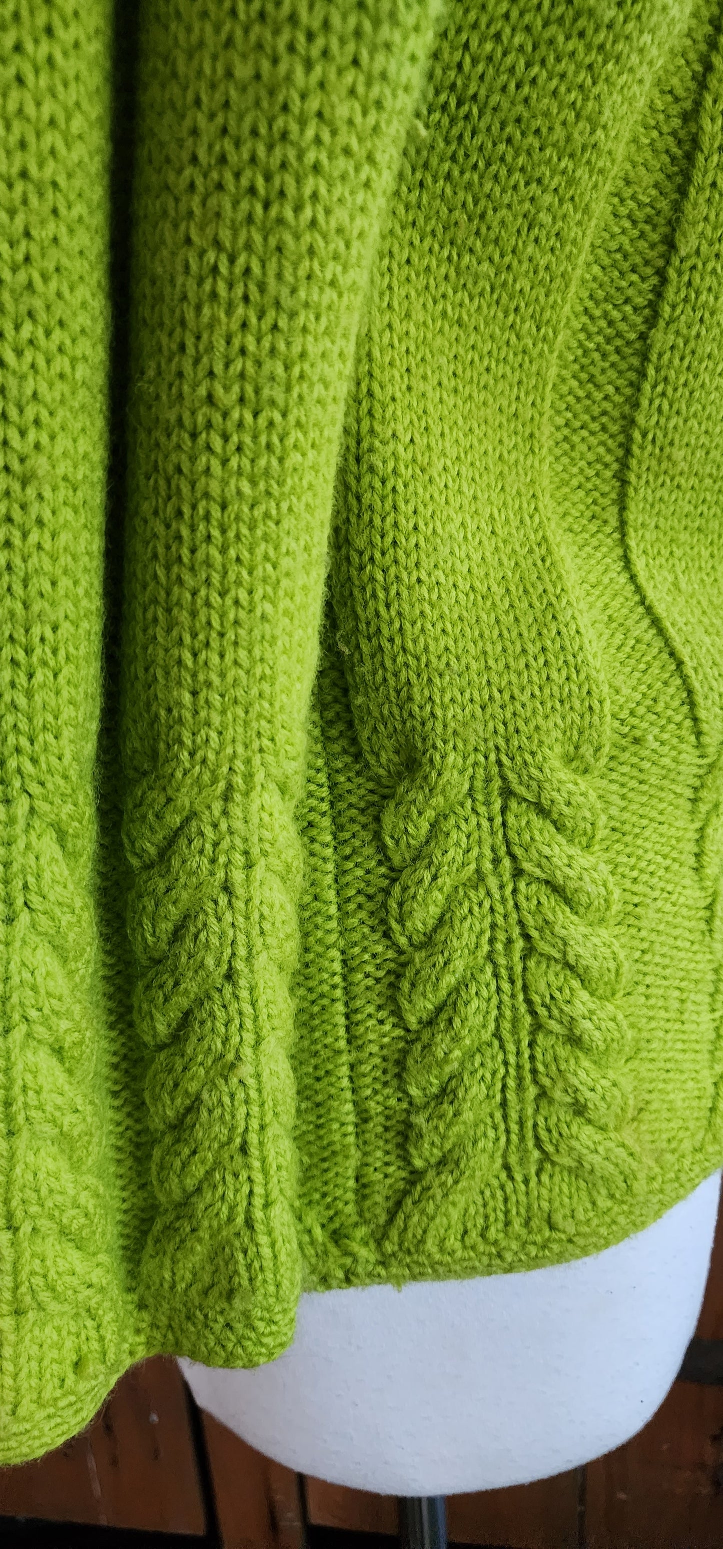 60s Lime Green Sweater Handknit by LeRoy Virgin Wool