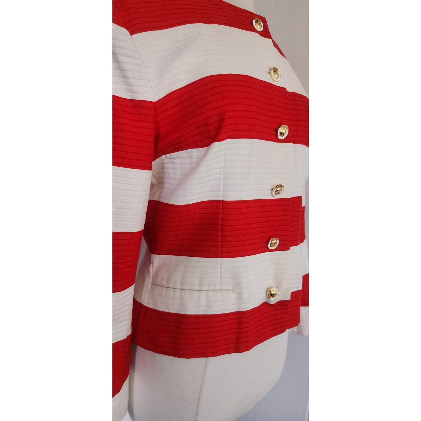 Vintage 1980s Louis Feraud Blazer Red White Stripe