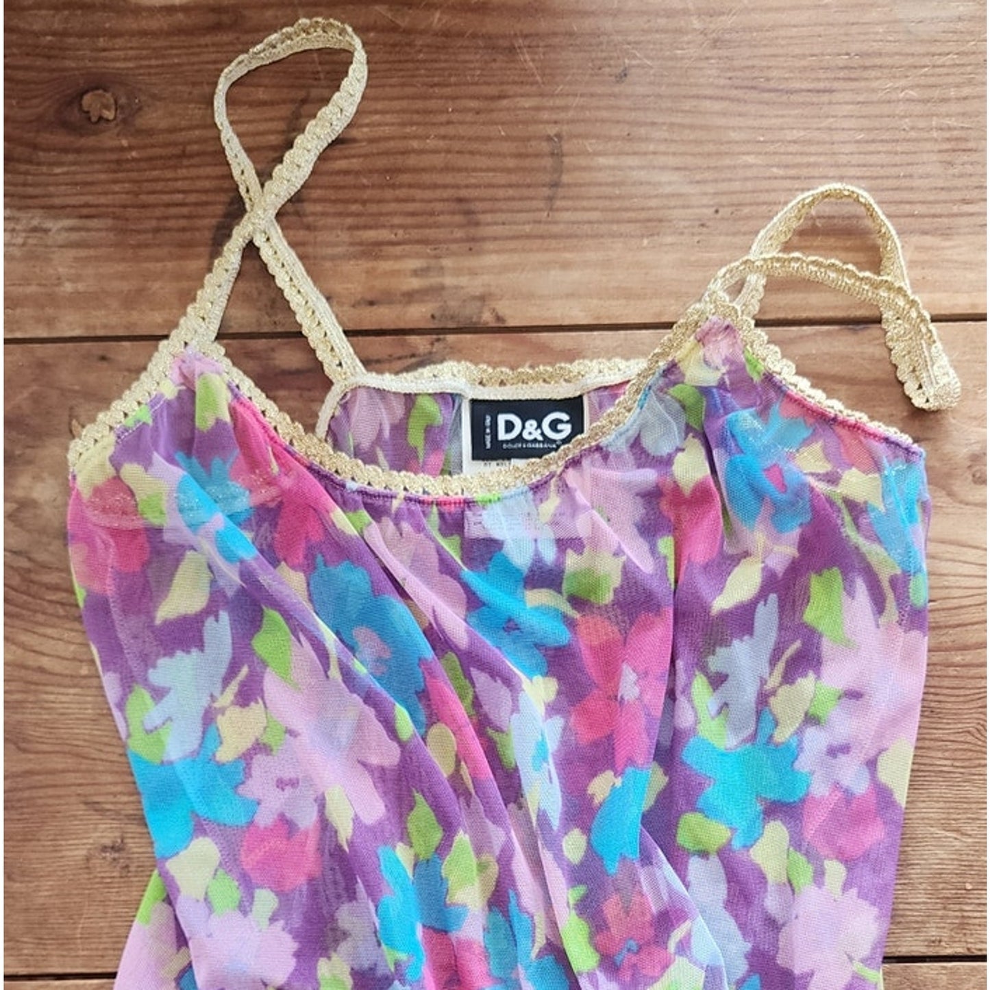 Vintage Dolce Gabbana Tank Top Sheer Floral Y2K 2000s