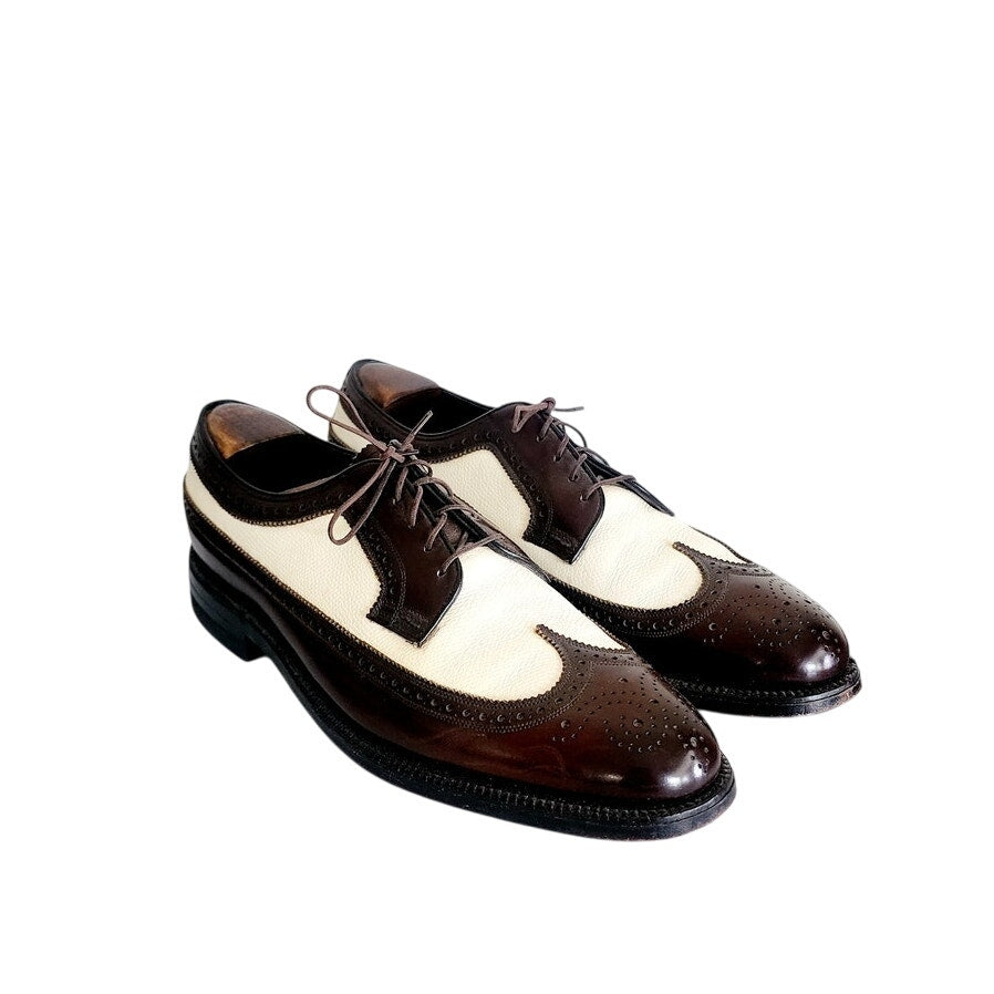 Vintage Florsheim Mens Shoes 11 Brown White Spectator Longwing Oxfords
