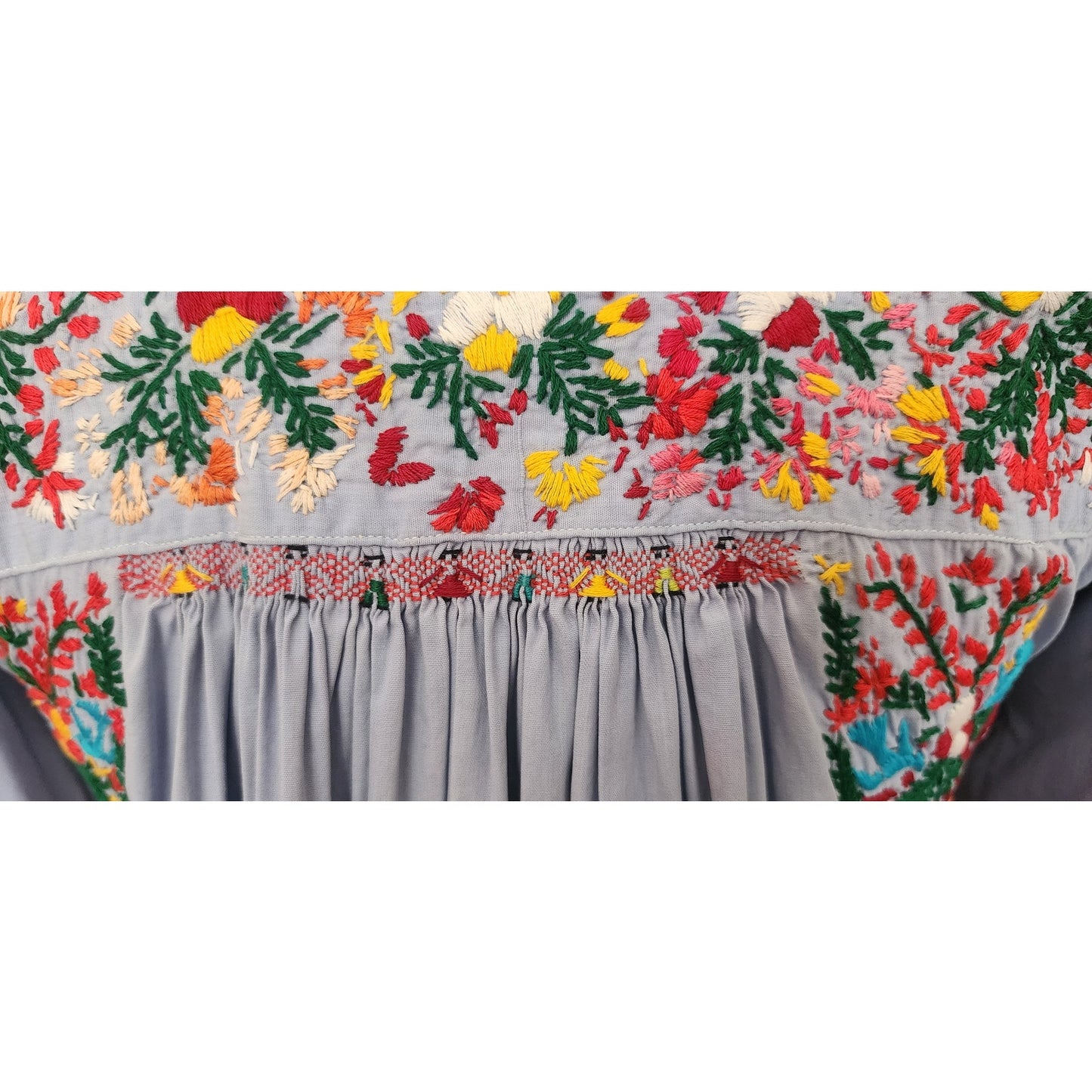Vintage 1970s Oaxaca Mexico Shirt Peasant Blouse Embroidered Folk Art