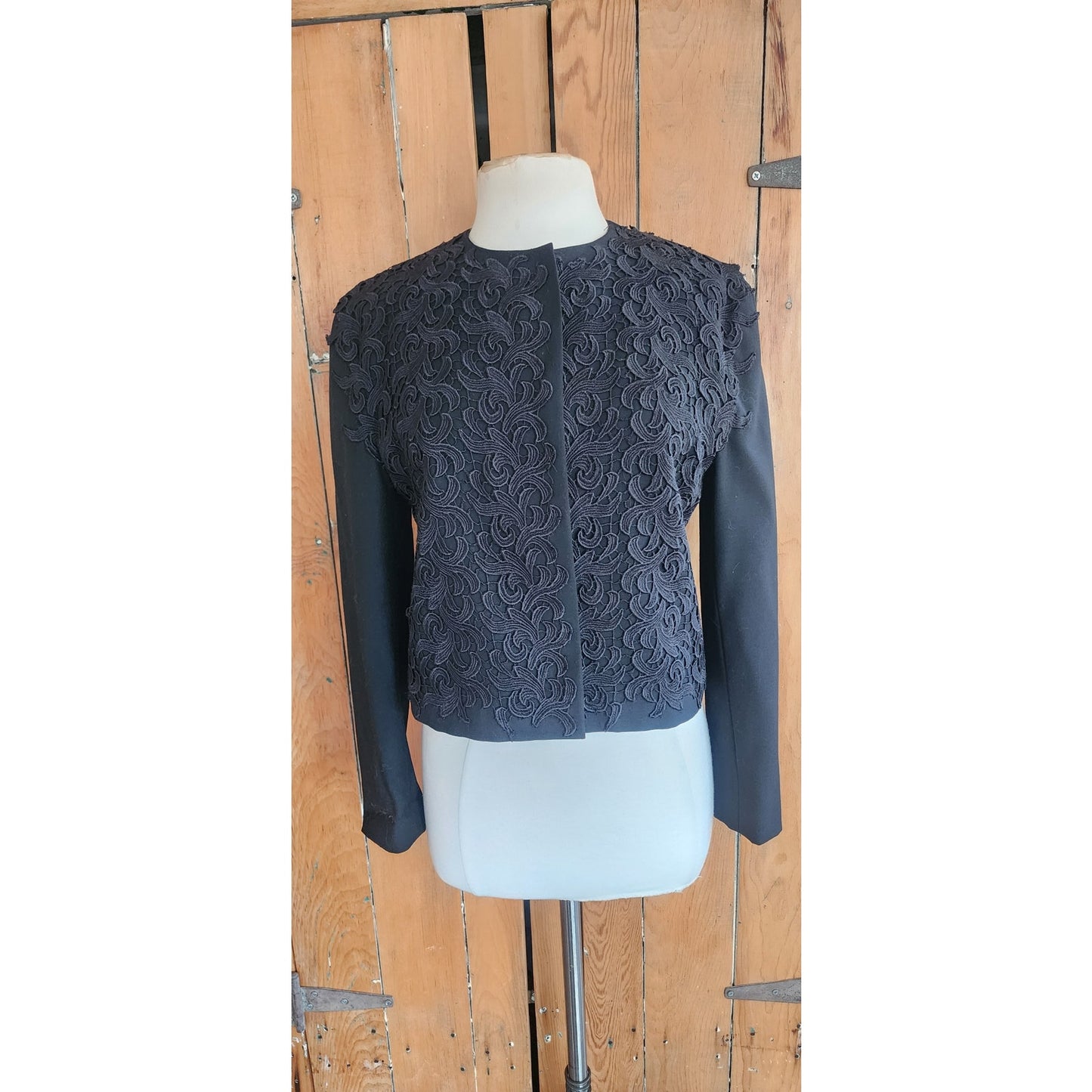 Vintage 90s Genny Blazer Black Jacket Lace Embroidery / S