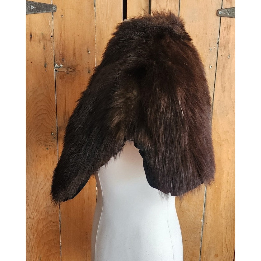 40s Beaver Fur Shrug Wrap Dark Brown