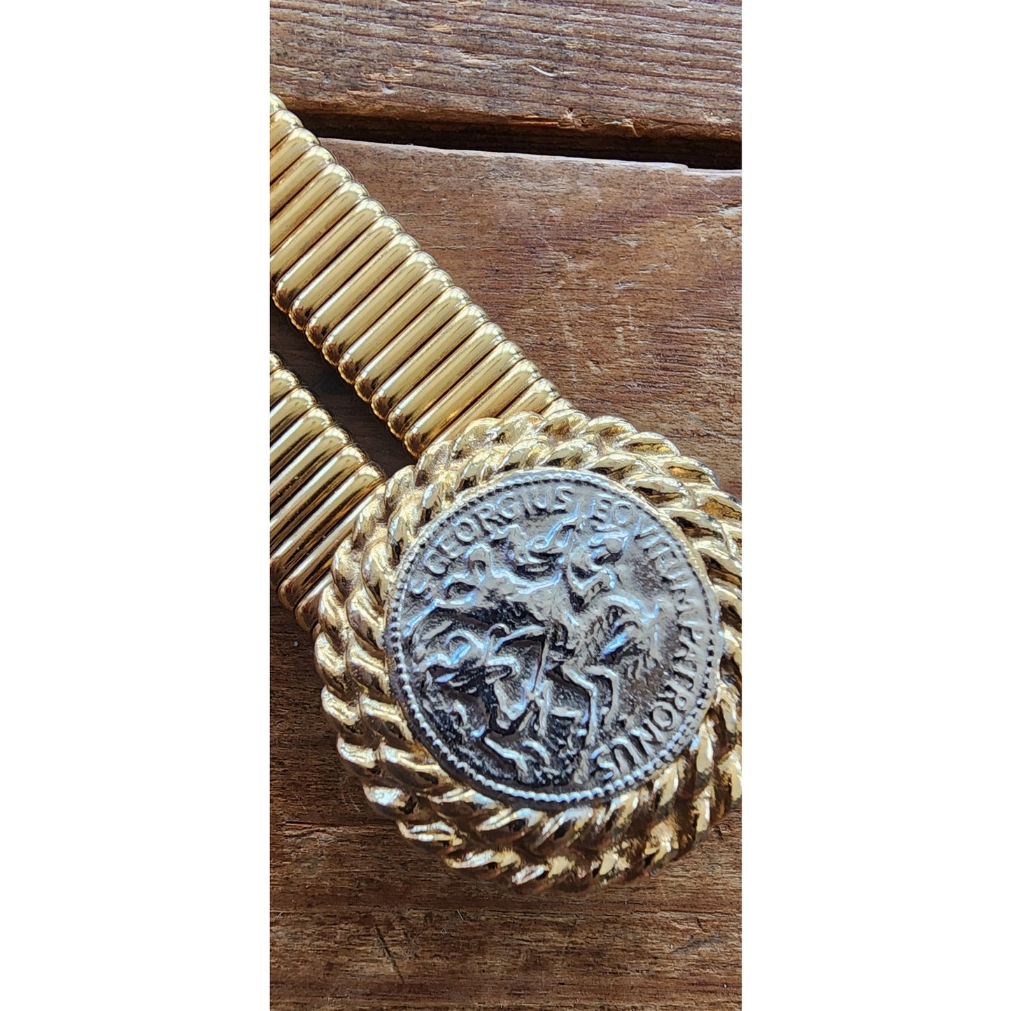 Vintage Metallic Coin Belt Elastic Gold Waistband