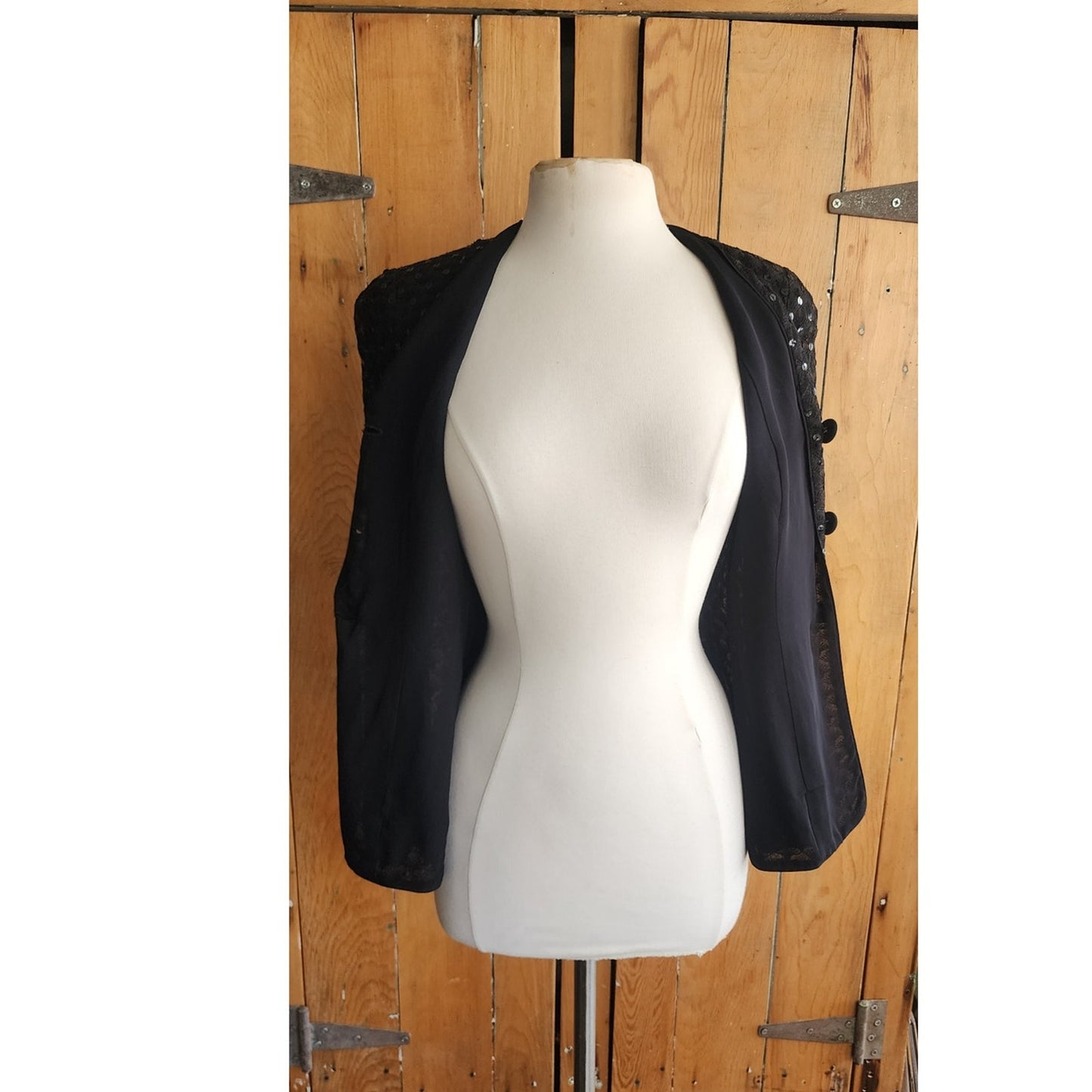 Vintage 90s Armani Fitted Sequined Blazer Black / S-M