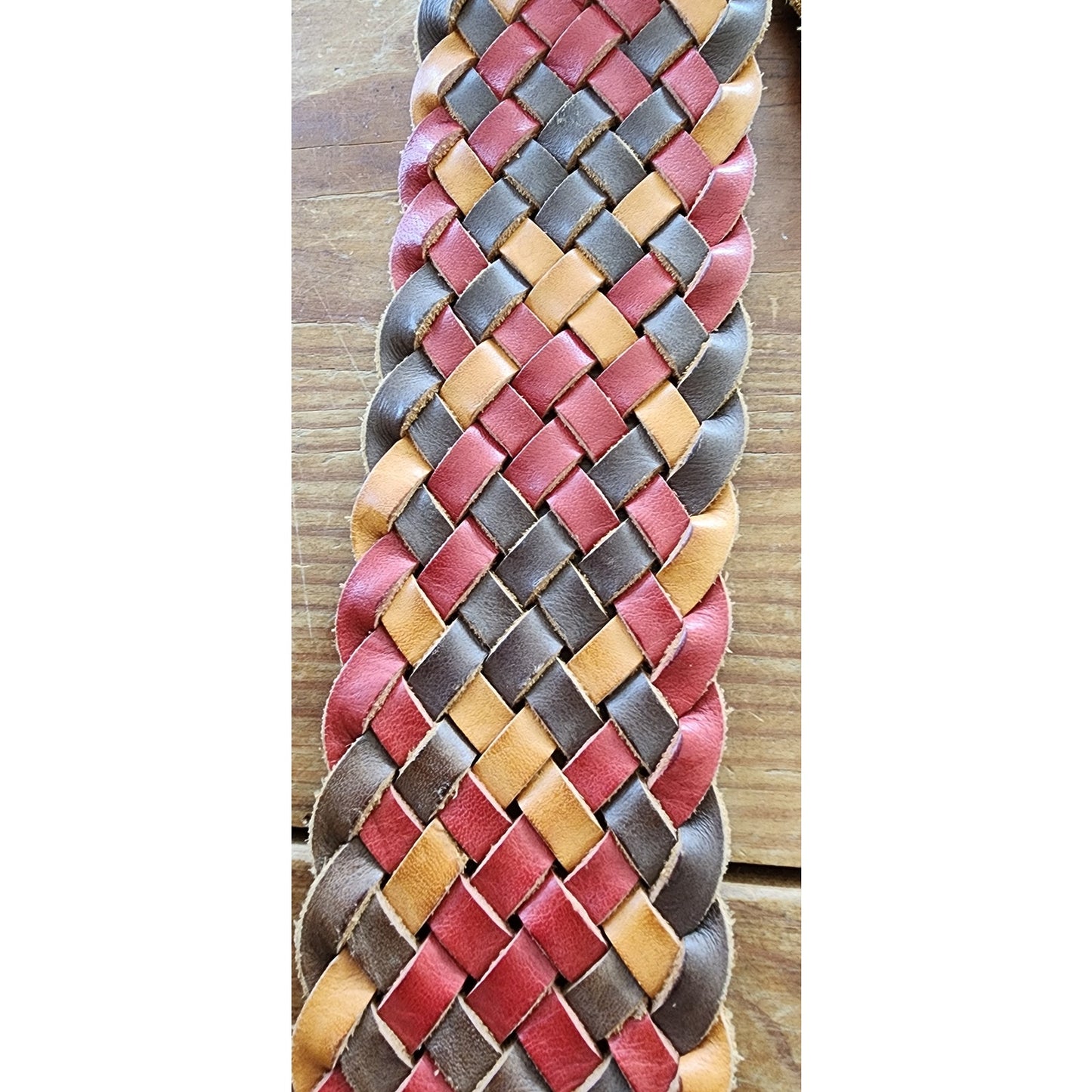 Vintage 90s Linea Pelle Belt Woven Leather Multicolored