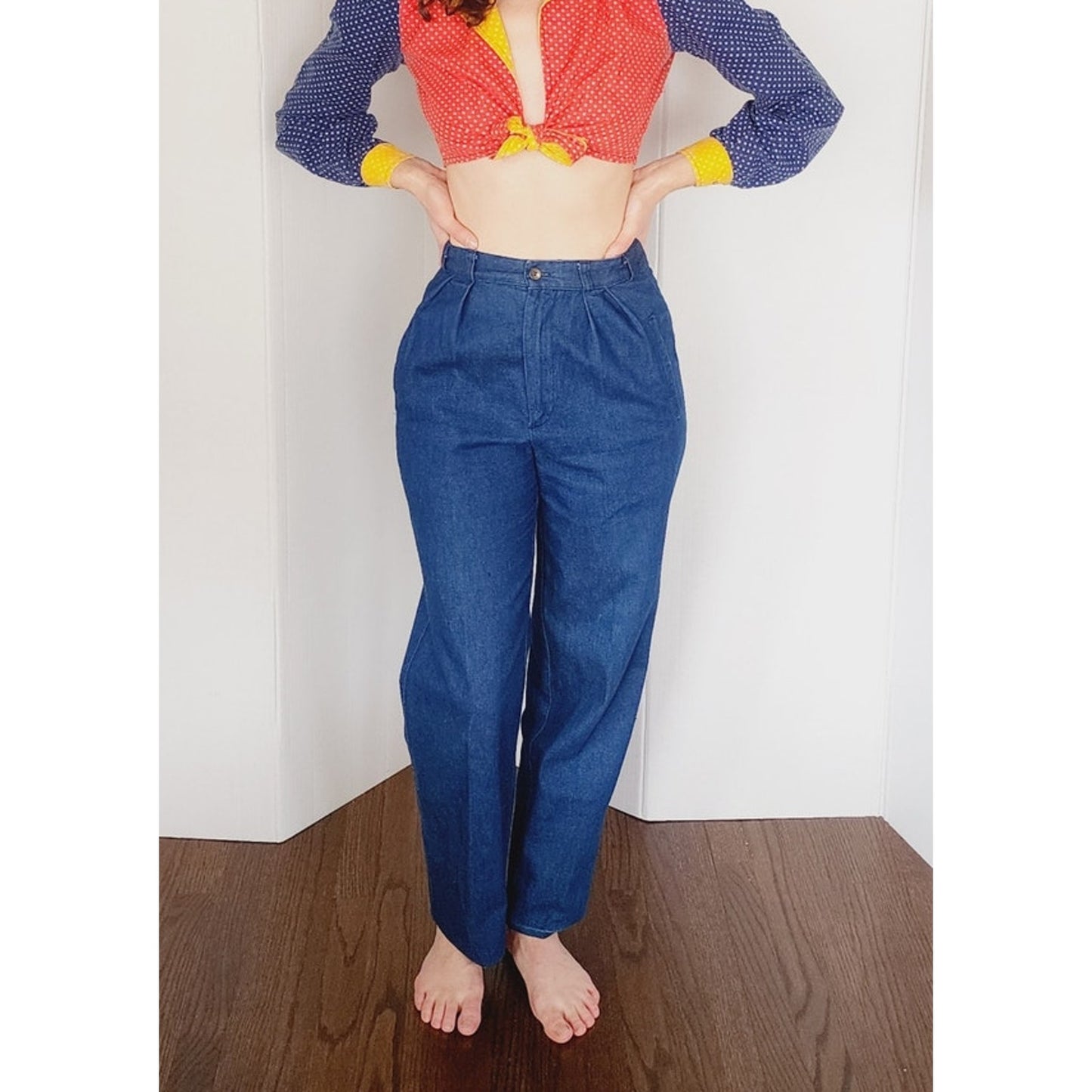 Vintage 80s Blue Jeans Ralph Lauren High Waist Pleated Front