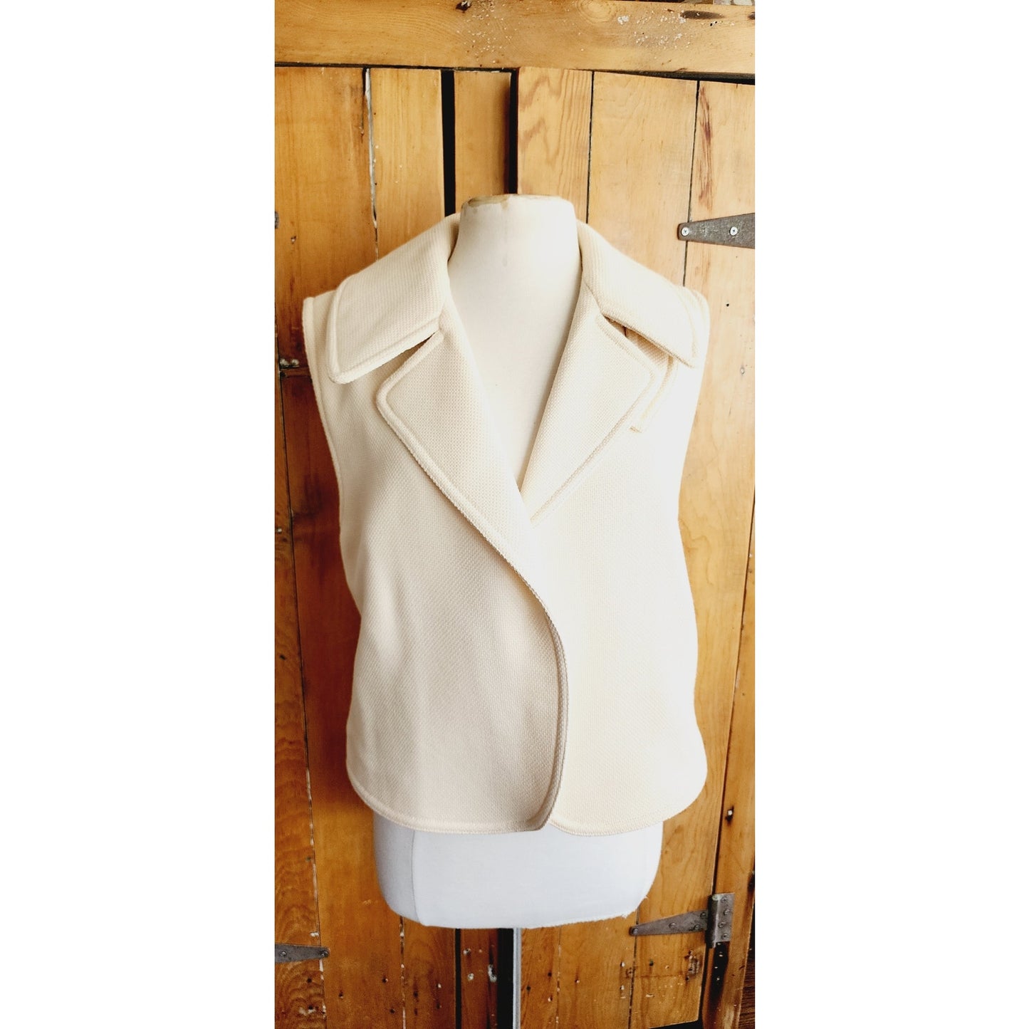 Vintage Y2K Balenciaga Cream Vest Wool Mohair w/Convertible Collar