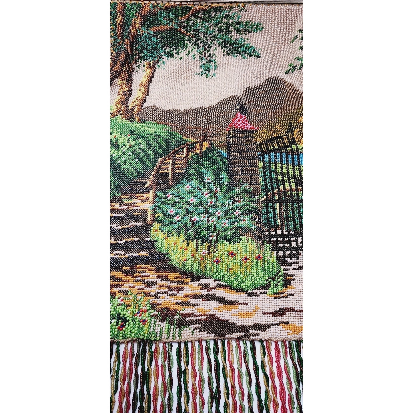 Vintage 20s Beaded Bag Pictorial Landscape Scene