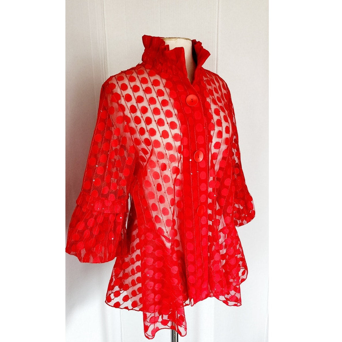Damee Mesh Jacket Red Polkadot LARGE