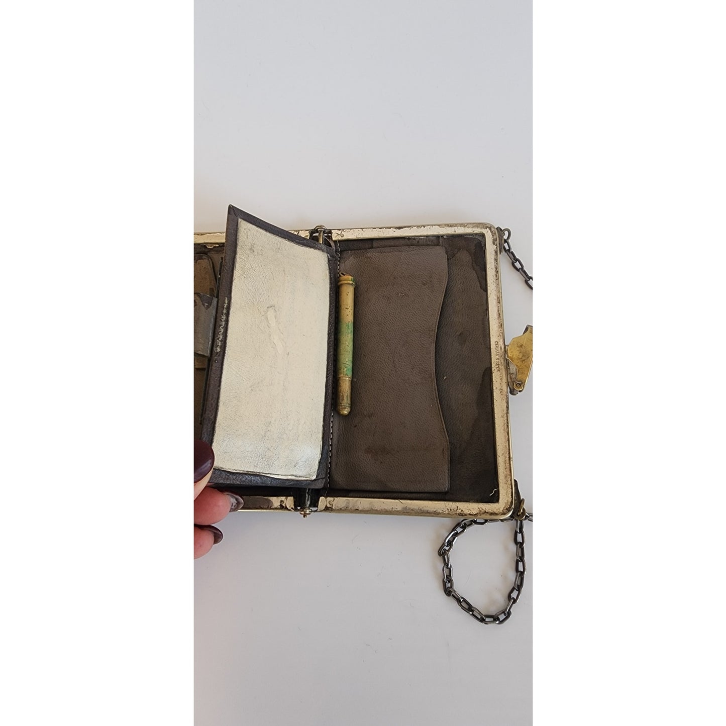 Victorian Coin Purse Engraved Minaudiere Card Case German Silver