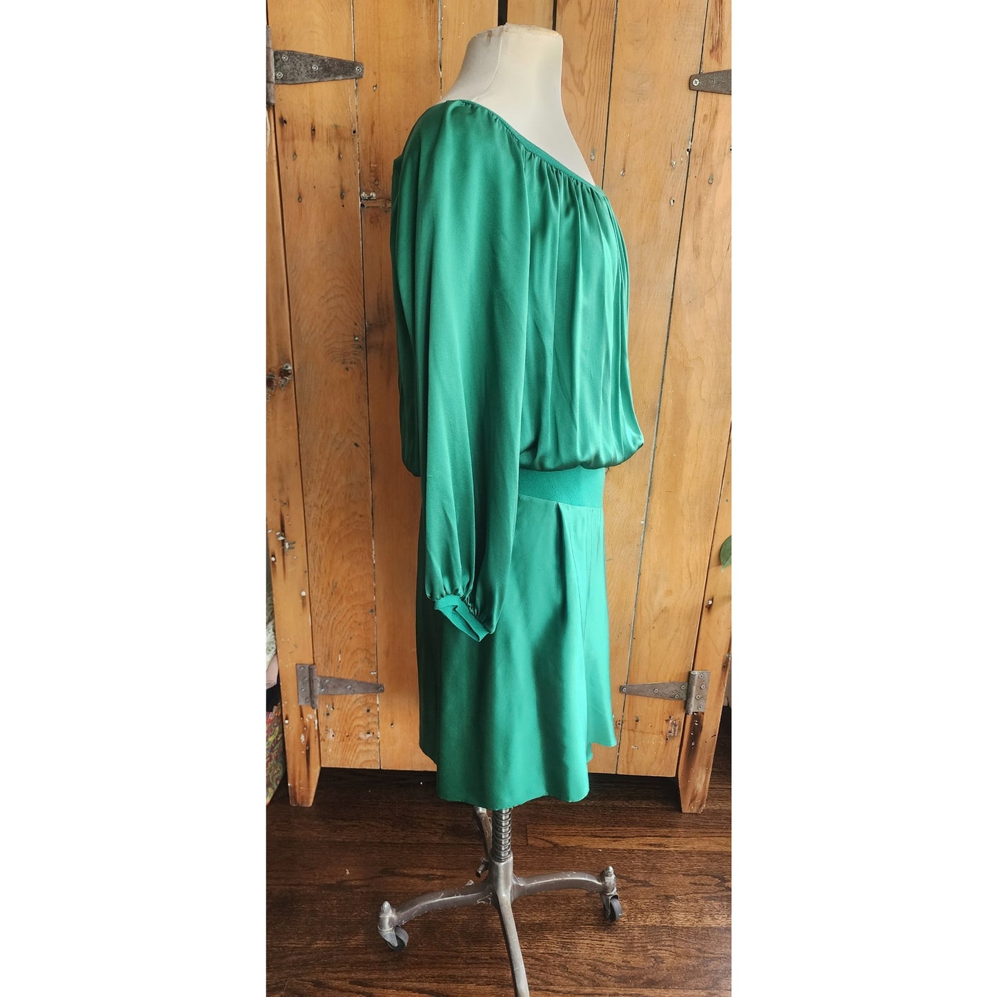 Vintage 2000s Yves Saint Laurent Green Silk Dress Asymmetrical Hem NWT Tom Ford Era