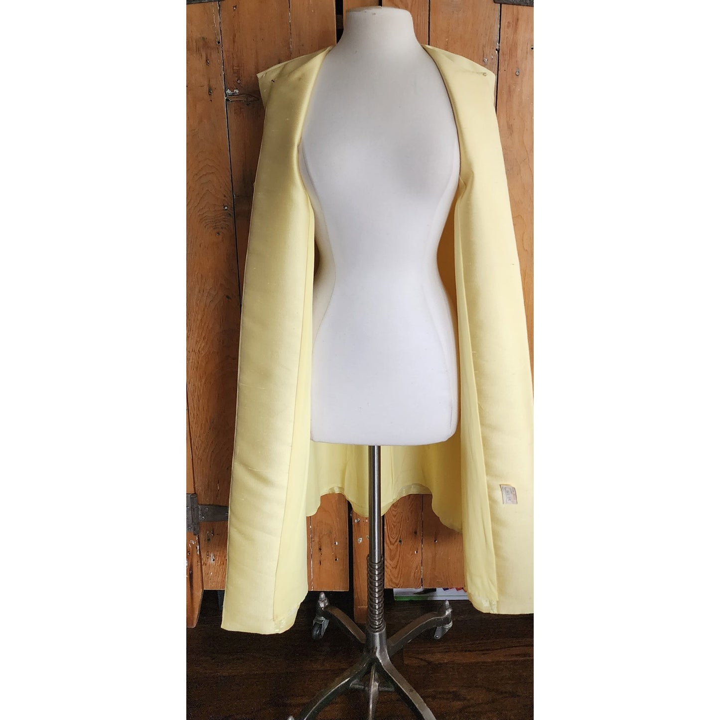 Vintage 60s Long Vest Yellow Silk Duster