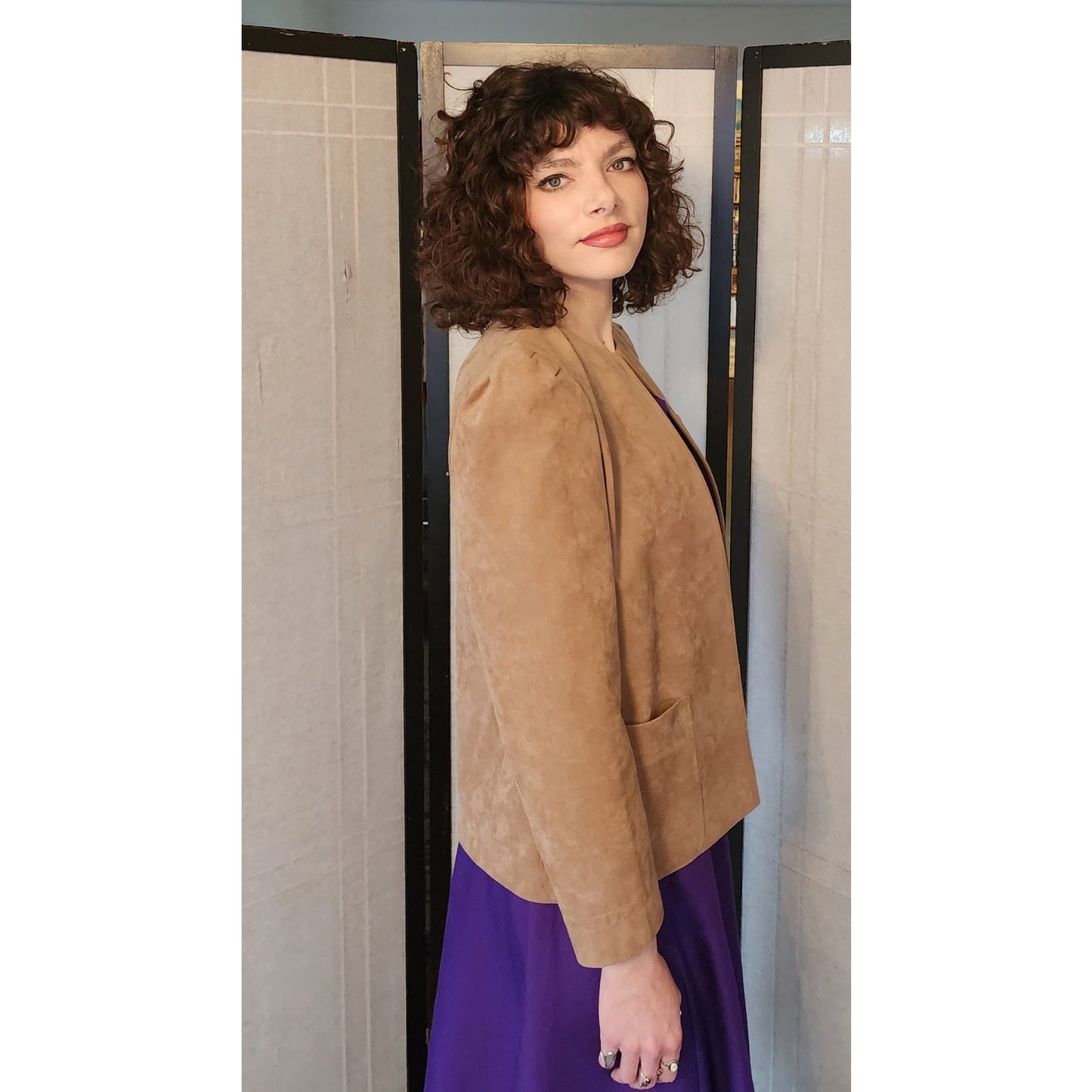 Vintage 70s Ultrasuede Beige Blazer Jacket