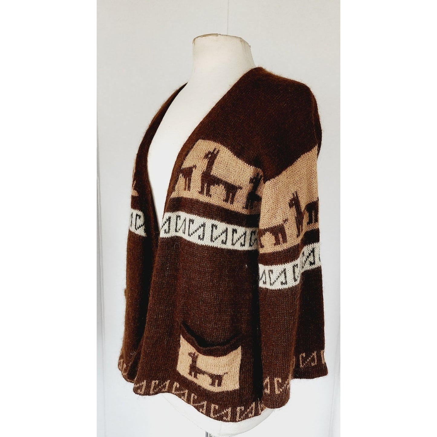 Vintage 60s Mohair Cardigan Sweater Alpaca South American Pattern by Hewlett