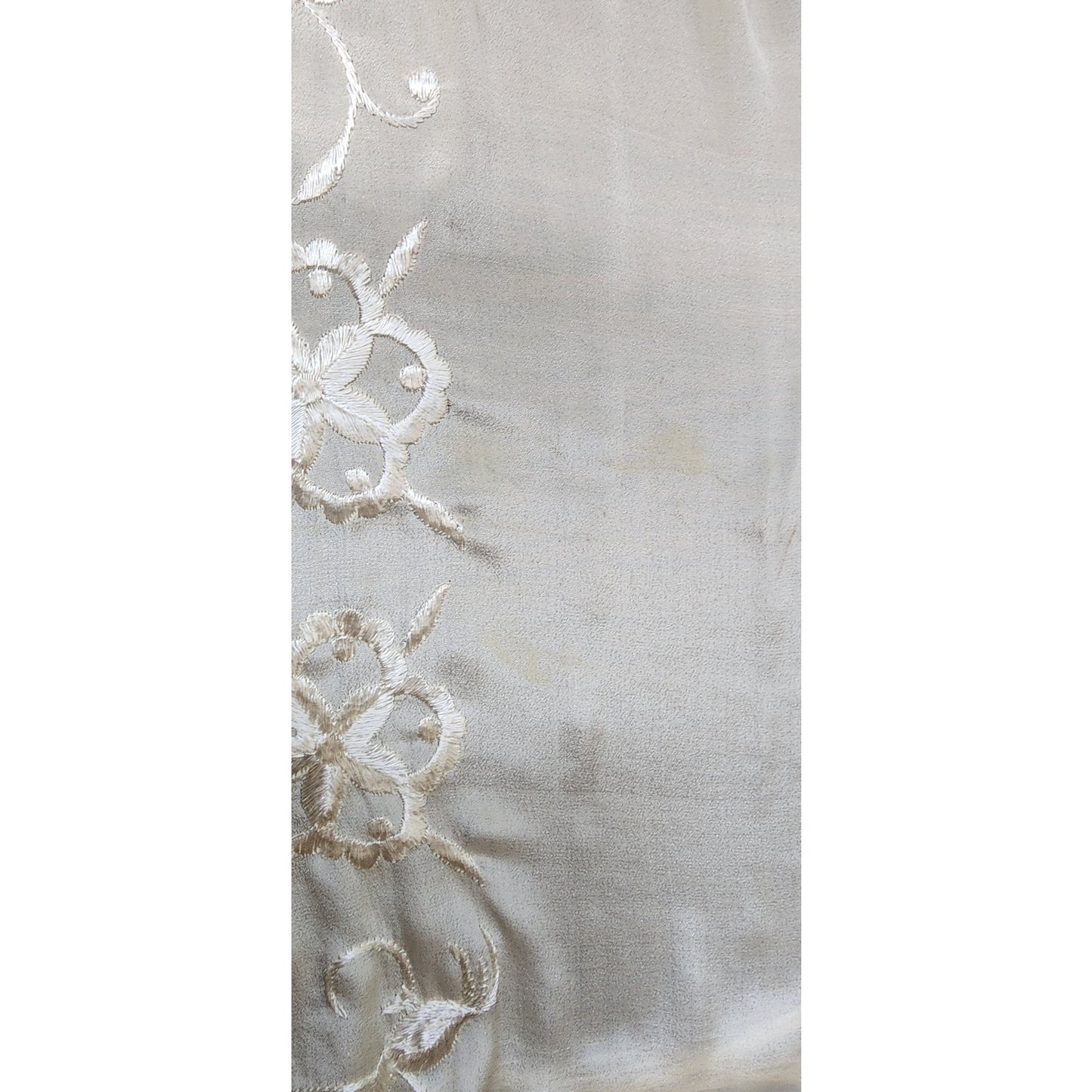 Vintage 1920s Piano Shawl Ivory Silk Embroidered Long Macrame Fringe Manila Evening Wrap