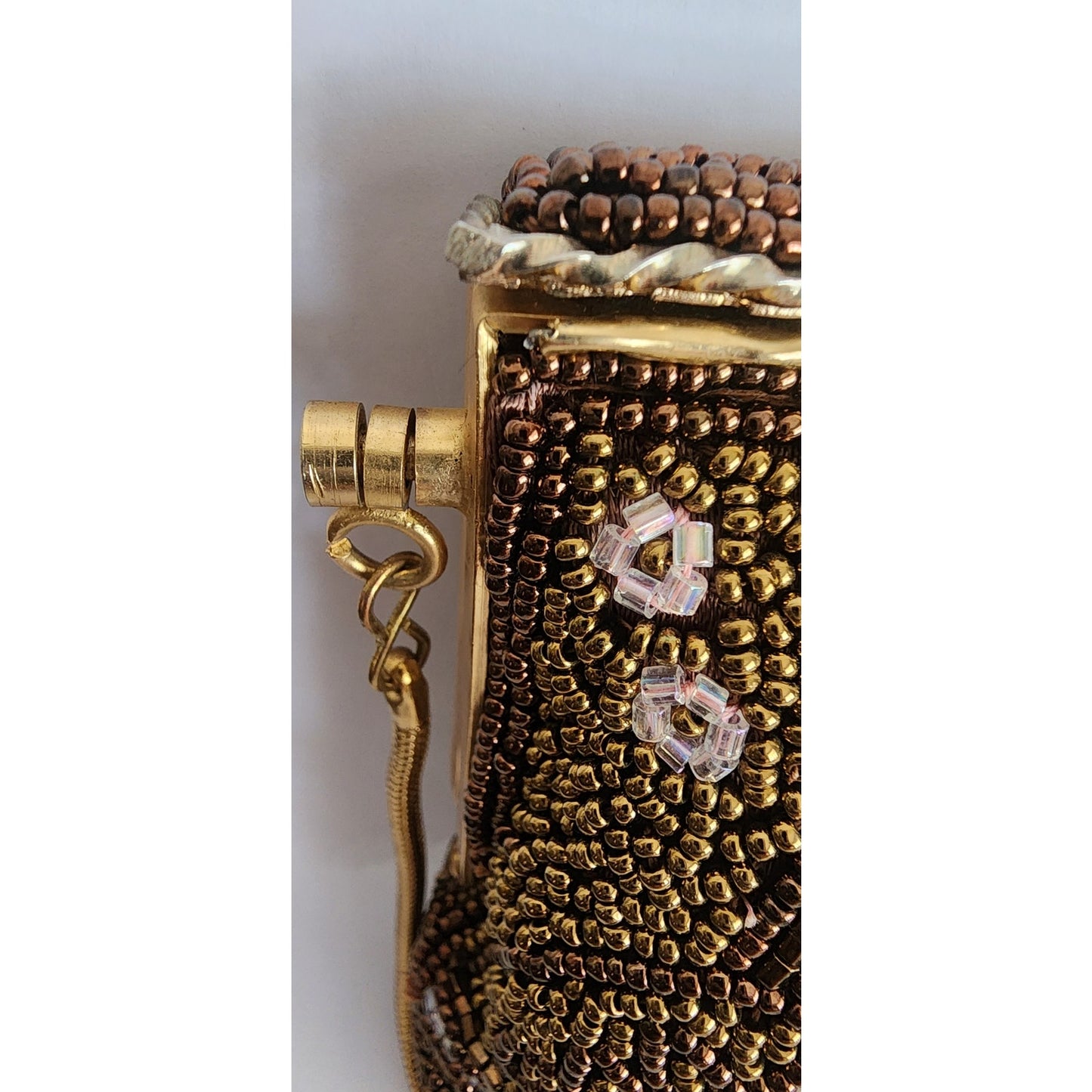Vintage 50s Beaded Bag Brown Copper Ed B Robinson Art Deco Style