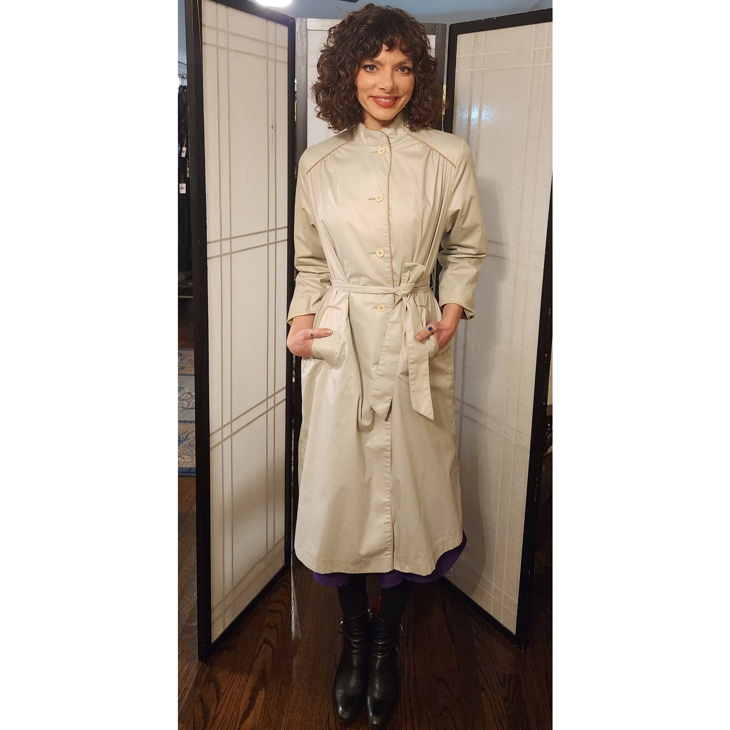 Vintage 70s Trench Coat Gray with Belt by Smug