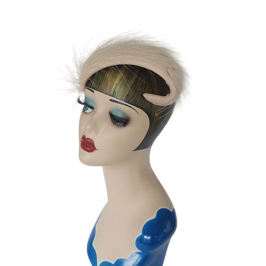 Vintage 1950s Fascinator White Feather Headdress Bridal Headband