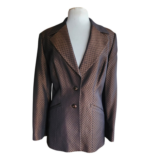 Vintage 1990s ESCADA Blazer Brown Bronze Metallic Jacket / Large