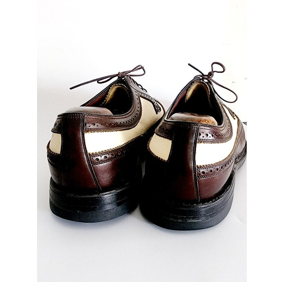 Vintage Florsheim Mens Shoes 11 Brown White Spectator Longwing Oxfords