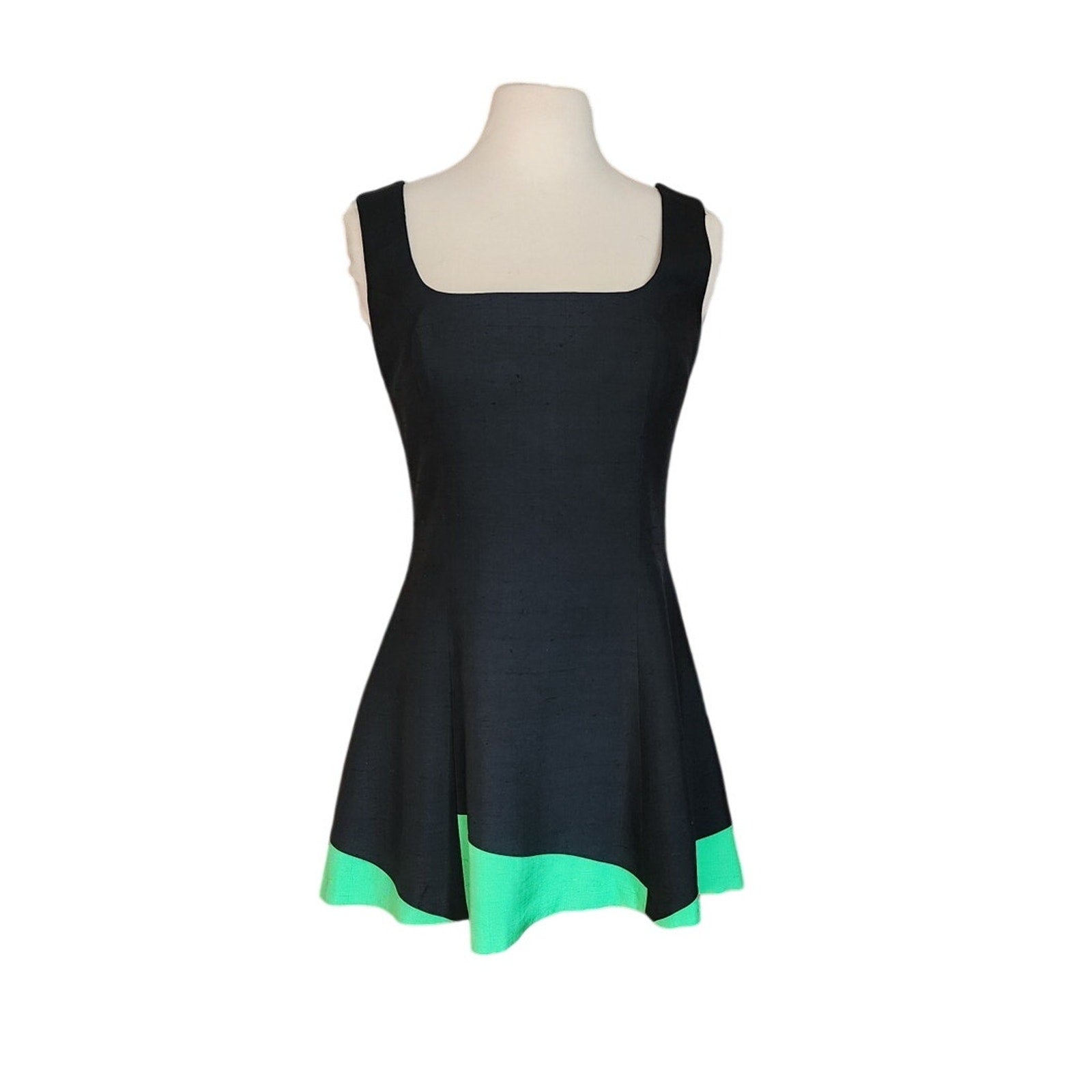 Vintage 90s Designer Summer Dress Raw Silk Black Green Victoria March – RareJule Vintage