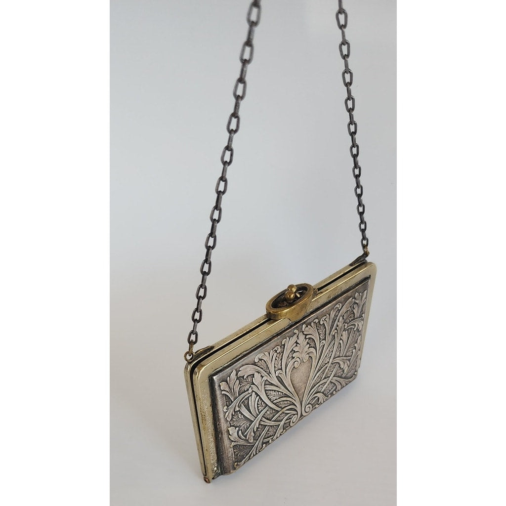 Victorian Coin Purse Engraved Minaudiere Card Case German Silver