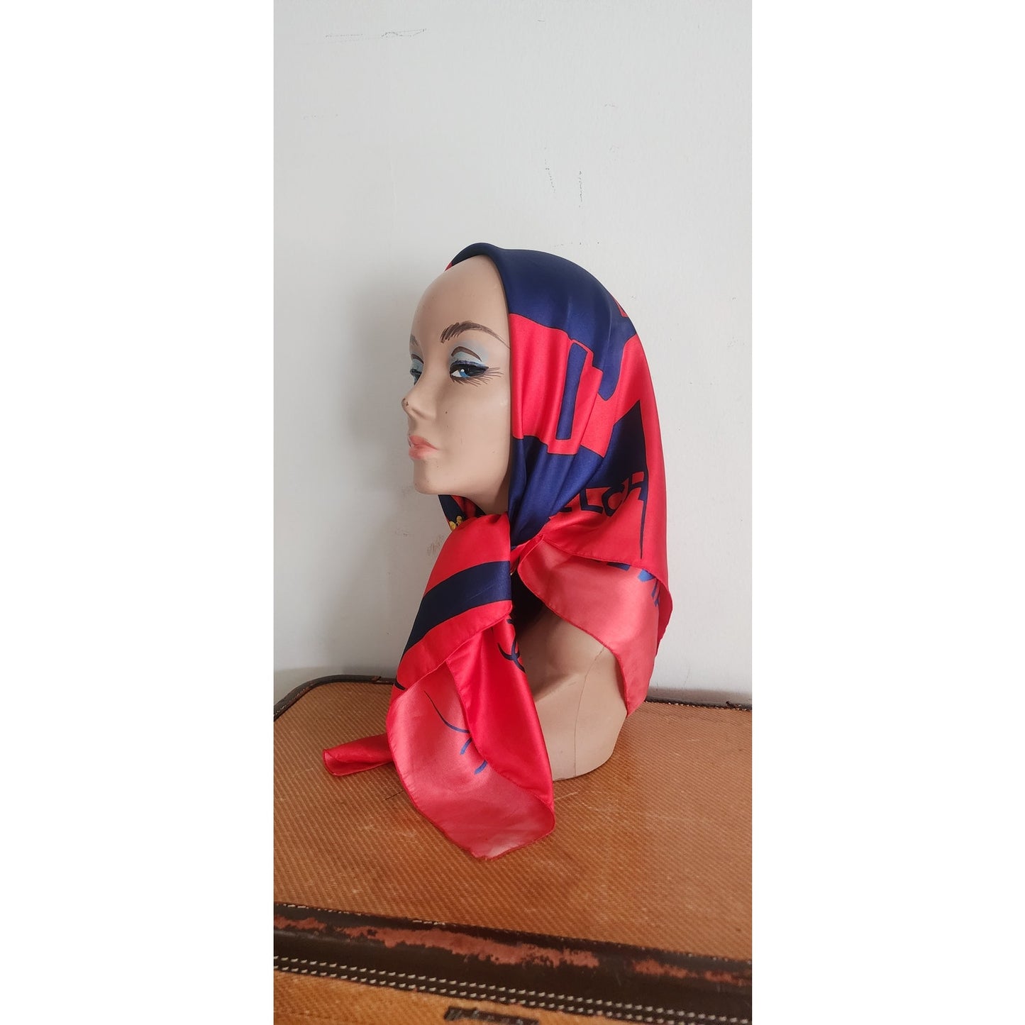 Vintage 90s Chanel Signature "Coco Portrait with Jewelry" Silk Scarf