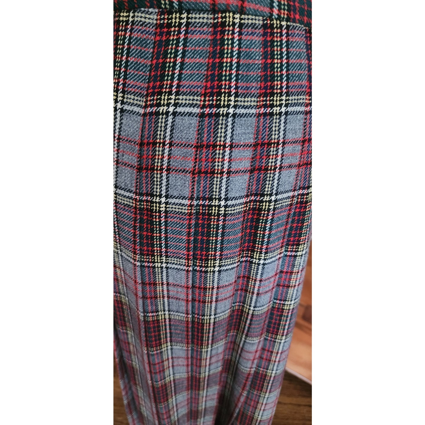Vintage 70s PENDLETON Plaid Midi Skirt Pleated Wool Anderson Tartan Red