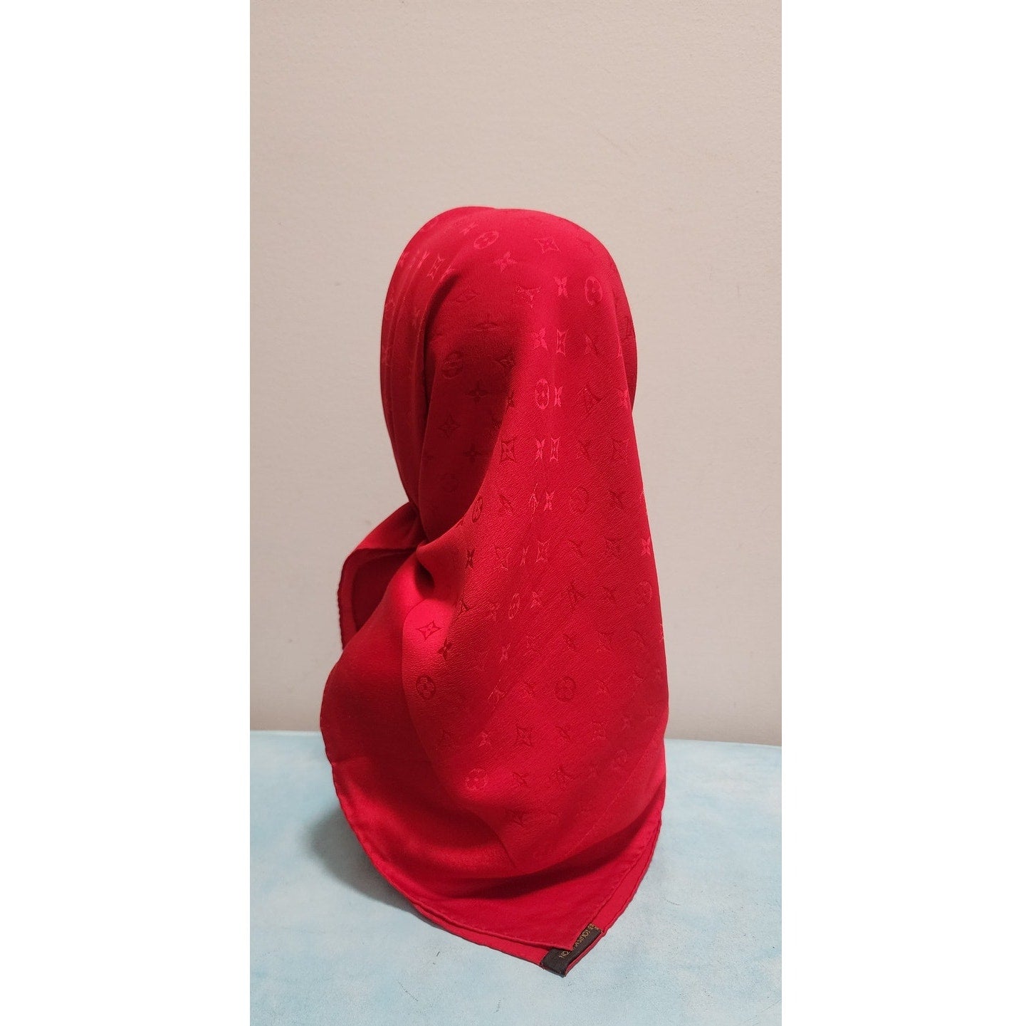 Vintage Louis Vuitton Scarf Red Silk Square w/Monogram Print