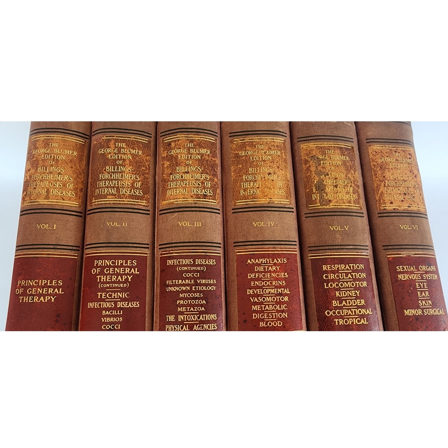 Antique Medical Books Complete Set George Blumer Billings-Forchheimer's Therapeusis of Internal Diseases 6 Volumes