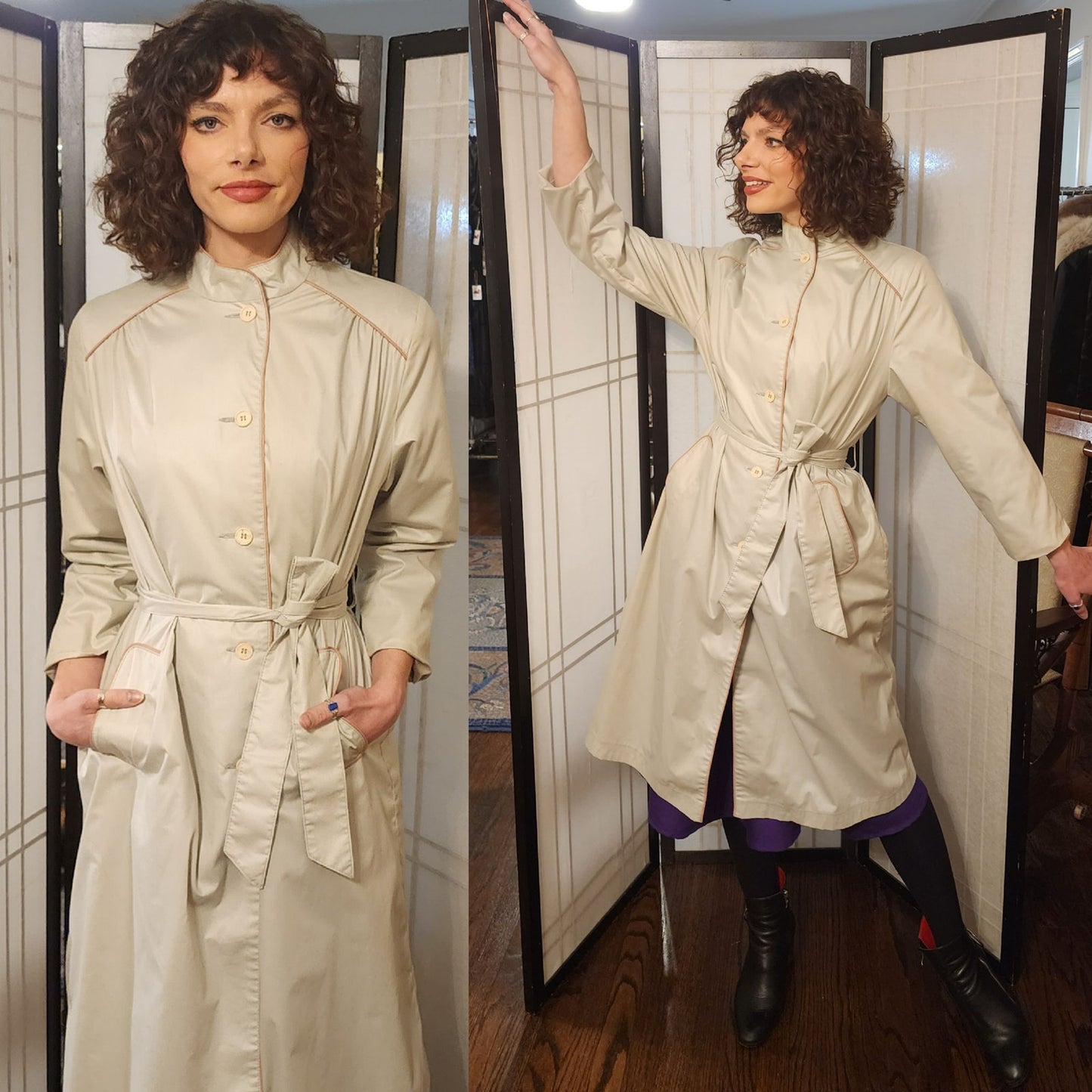 Vintage 70s Trench Coat Gray with Belt by Smug