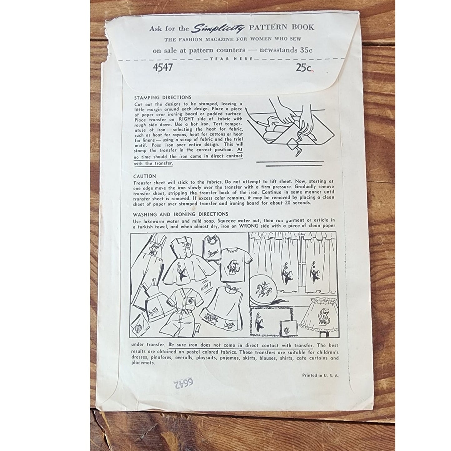 Vintage 50s Craft Kit: Circus Themed Color Transfer Decals Hot Iron Simplicity 4547