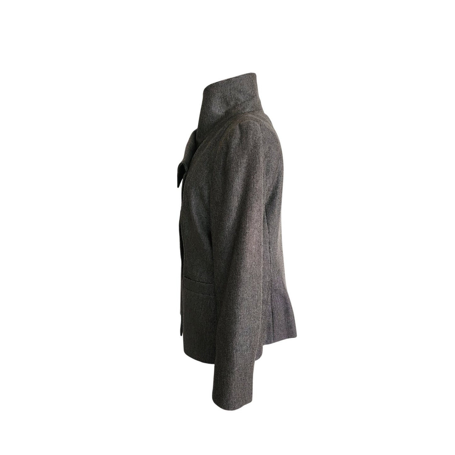2010 Armani Collezioni Blazer Gray Microgrid Wool High Collar / L