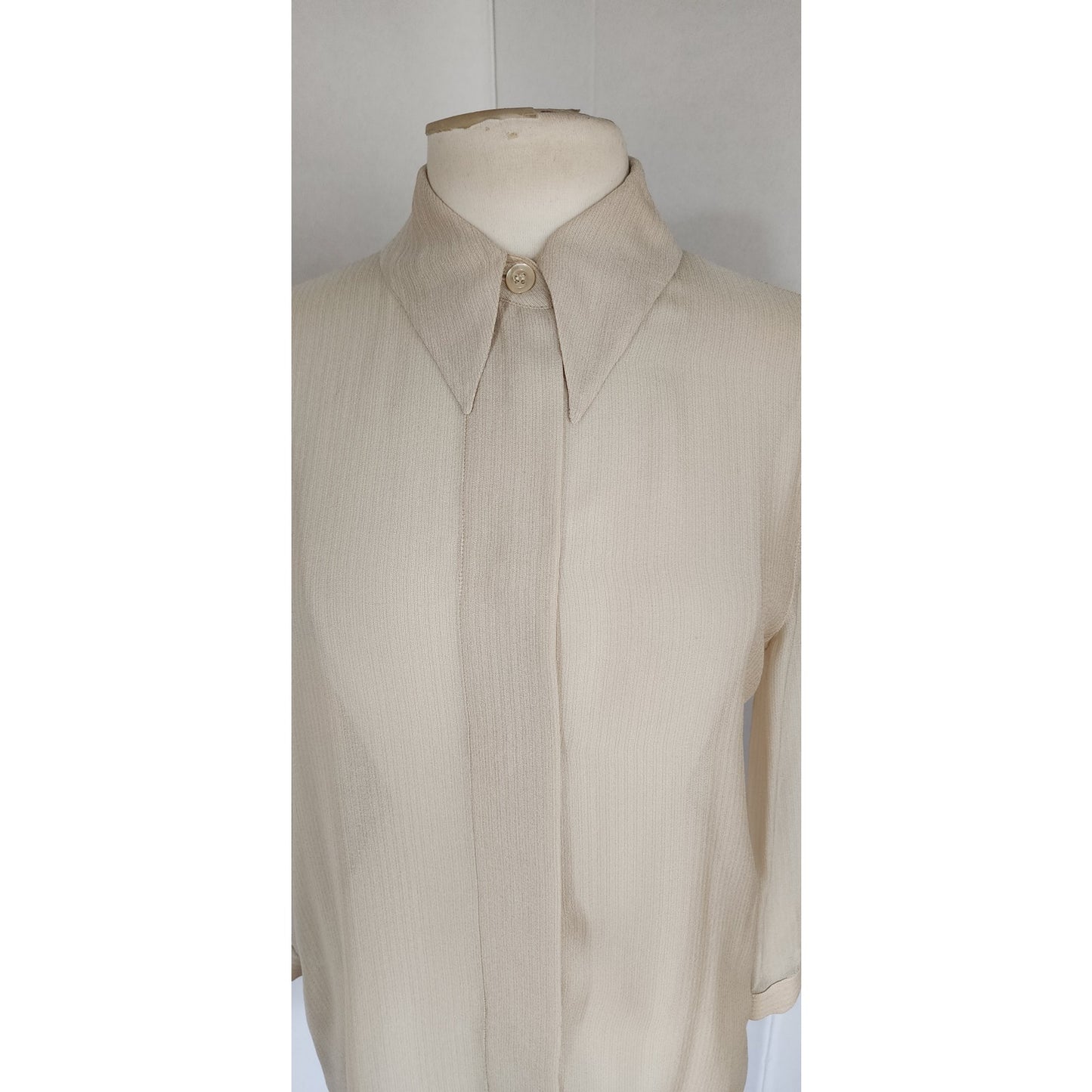 Vintage 90s Beige Silk Blouse Giorgio Armani Le Collezioni / M