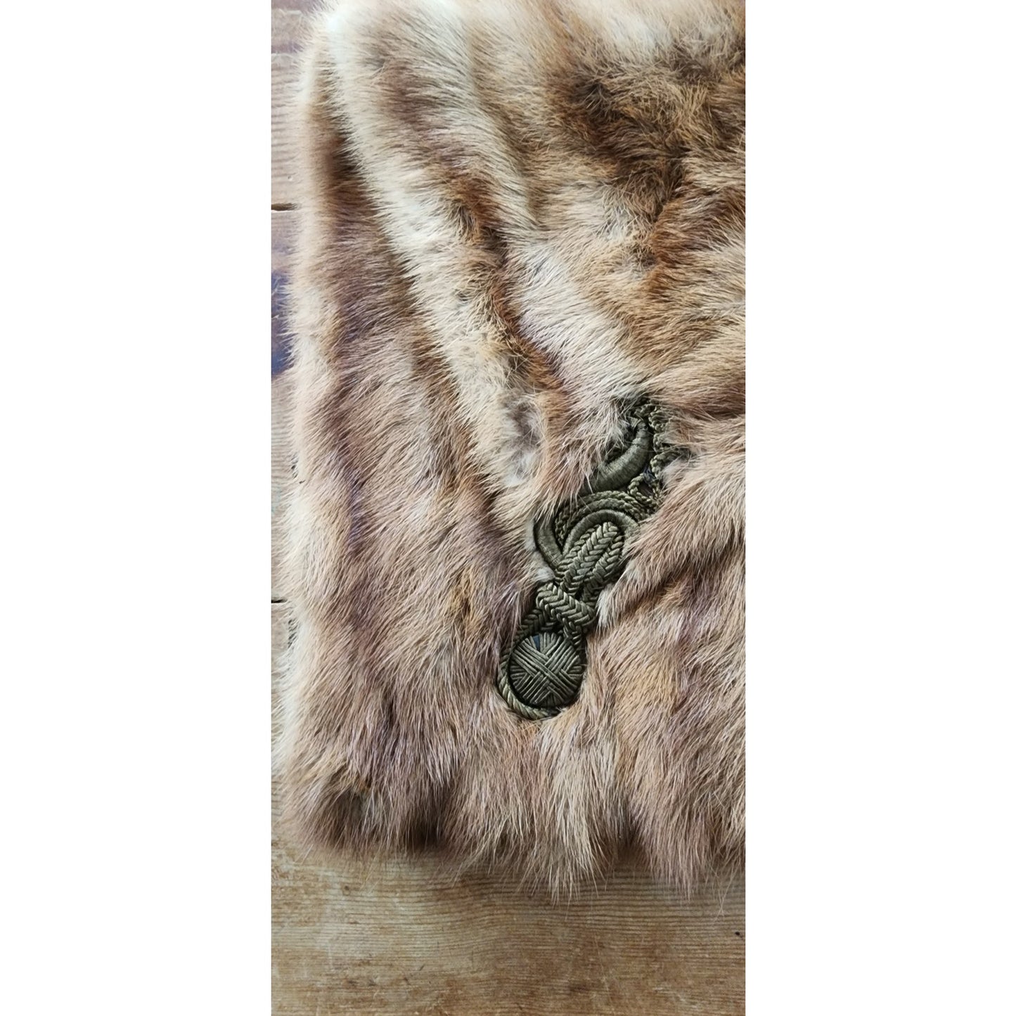 Vintage 40s Mink Fur Muff Bag Combination Brown Beige