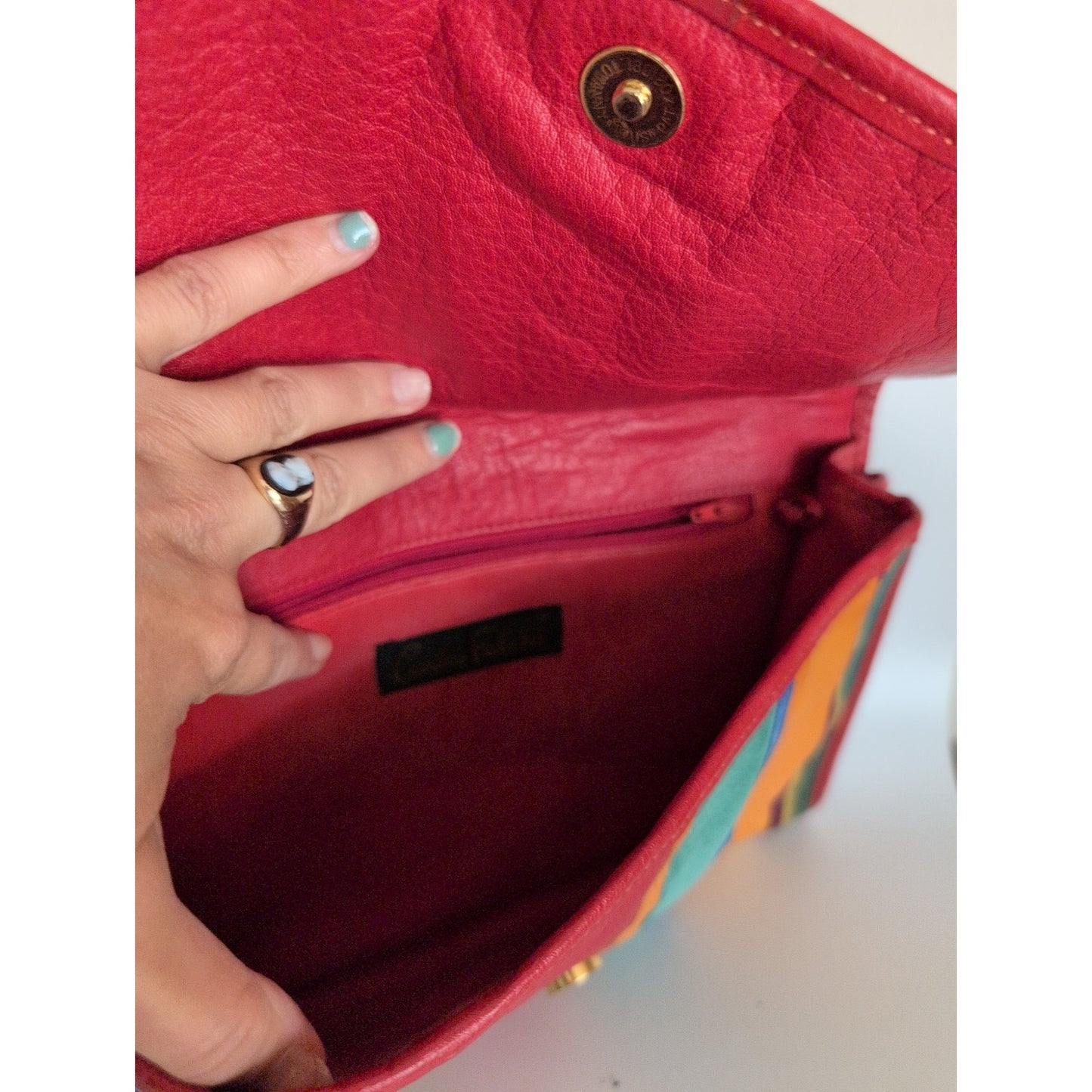 80s Crossbody Bag Colorblock Patchwork Suede & Leather Carlos Falchi