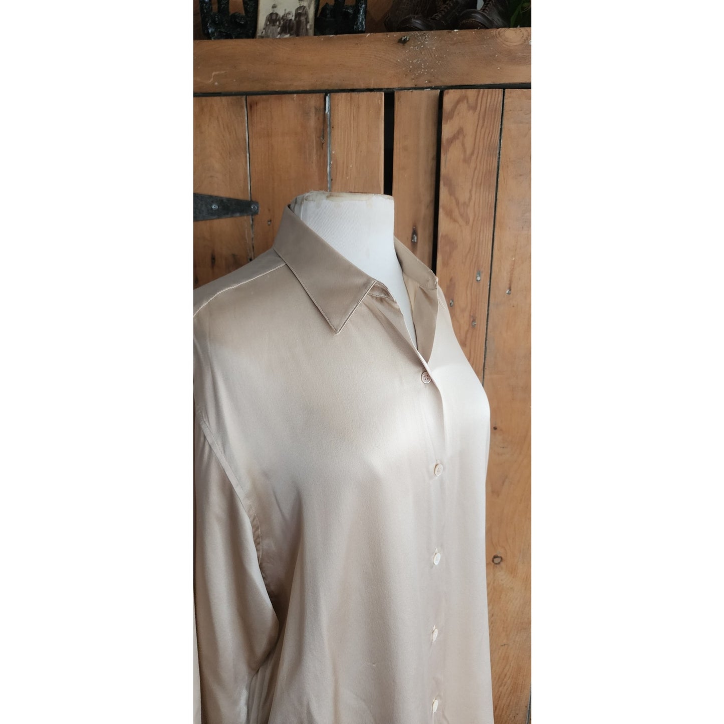 90s Burberrys Silk Blouse Cream Silk New w/Tags