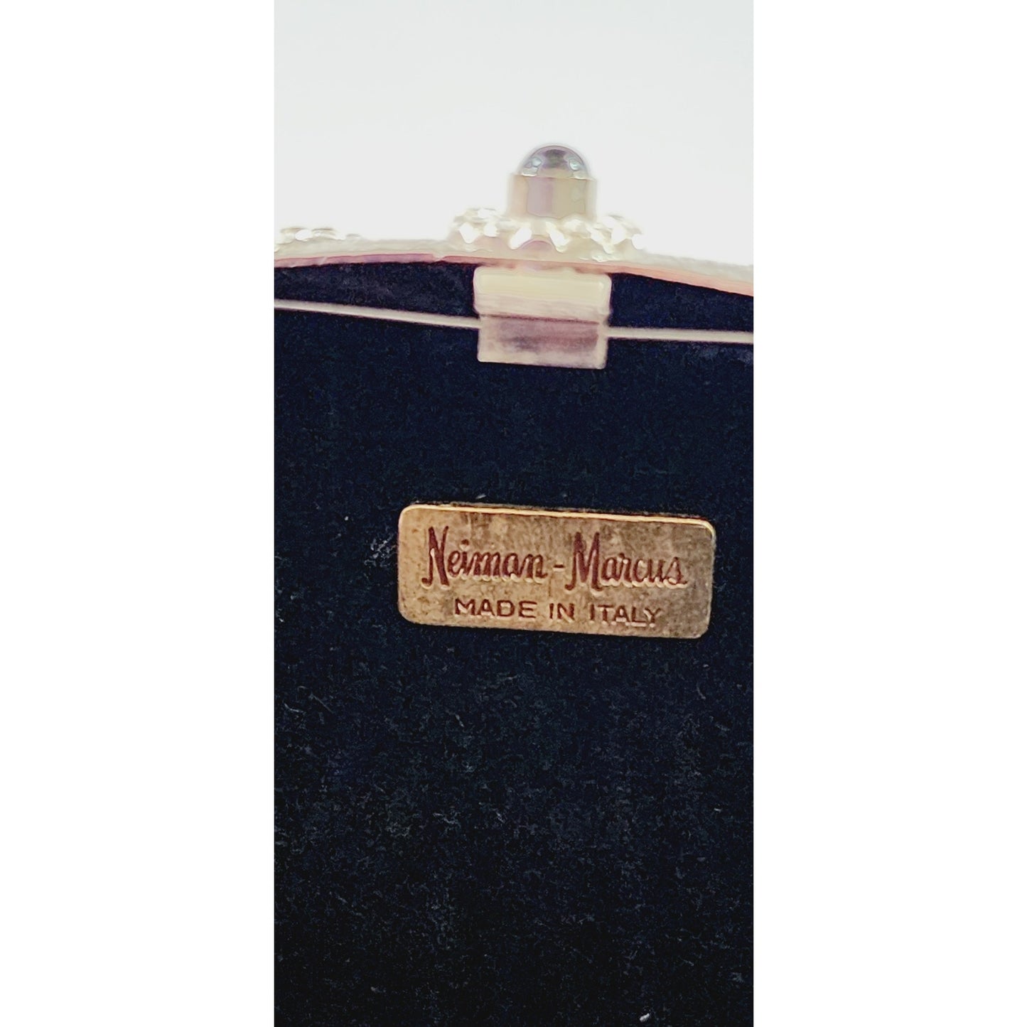 Vintage Neiman Marcus Bag Minaudiere Silver Clamshell Vanity Purse