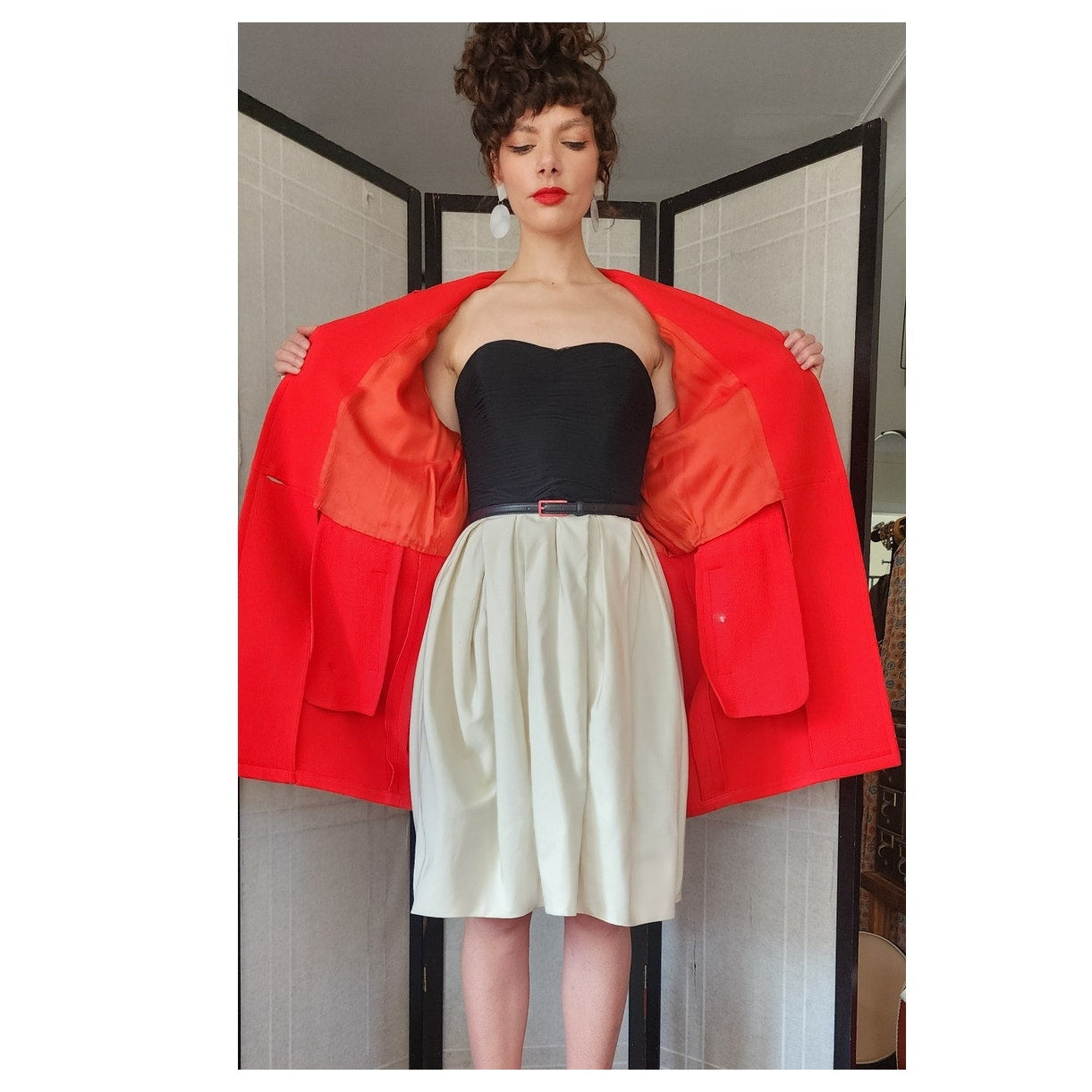 Vintage 80s LANVIN Red Coat Jacket AS IS