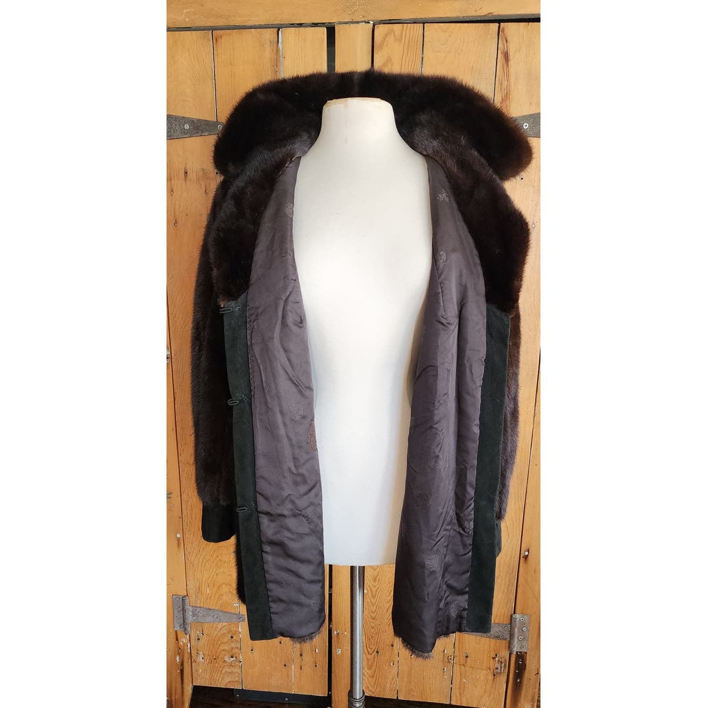 Vintage 70s Brown Mink Fur Jacket Black Suede Lacritz & Picus