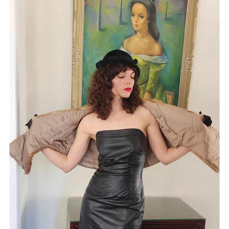 Vintage 50s Brown Mink Fur Wrap Marshall Field & Co