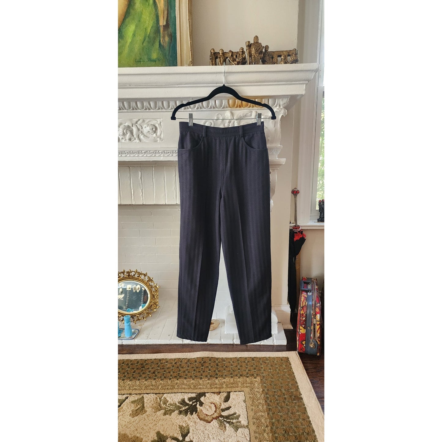 Vintage 1990s ISAAC MIZRAHI Pants Black Textured Cotton Pants Waist 28 Made in USA