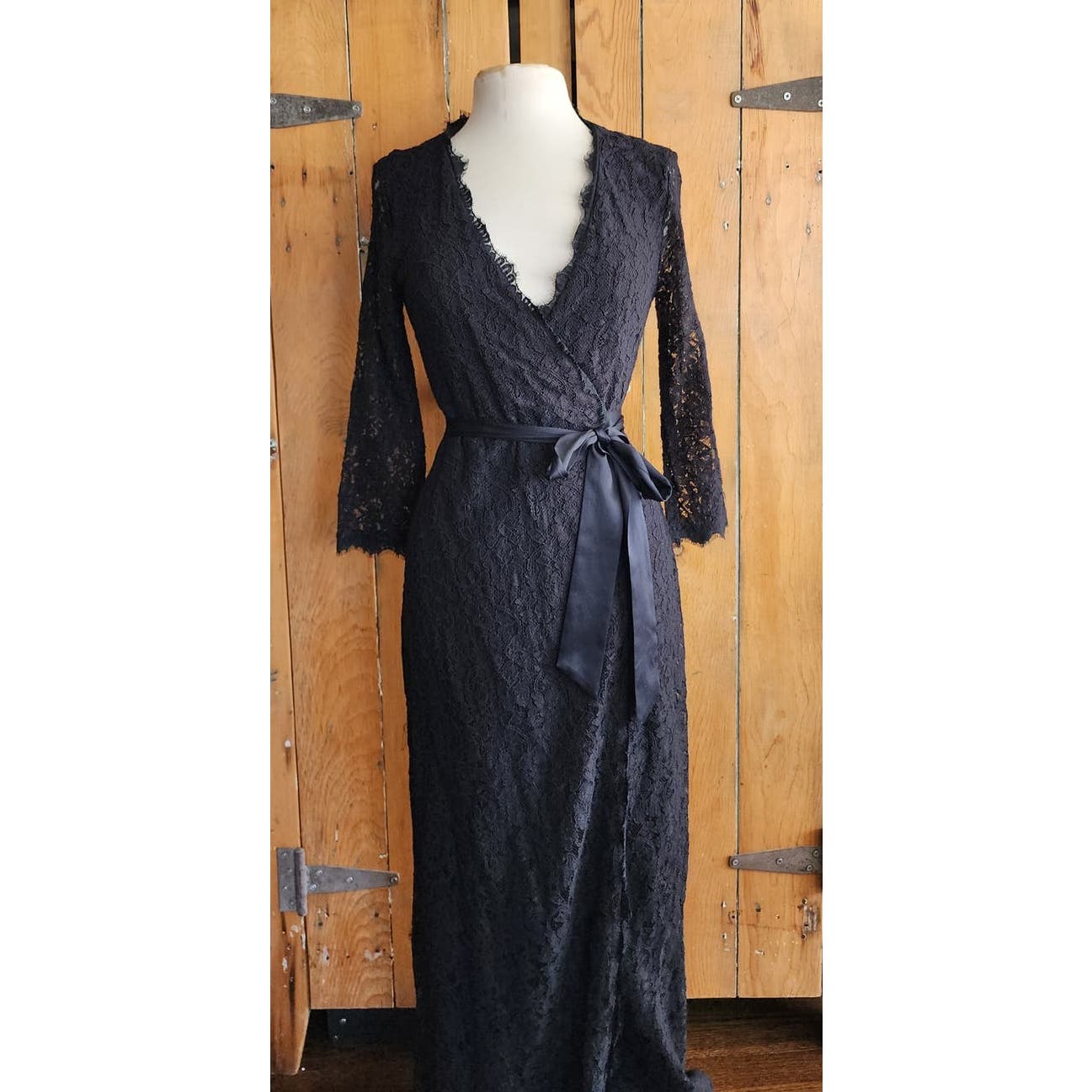 Diane von Furstenberg Julianna Lace Wrap Maxi Dress in Black