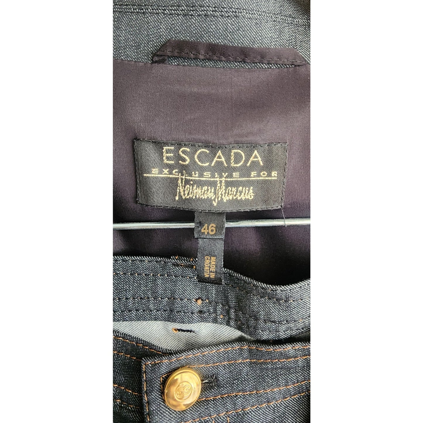 Vintage Y2K Escada Pant Suit Dark Wash Denim Neiman Marcus