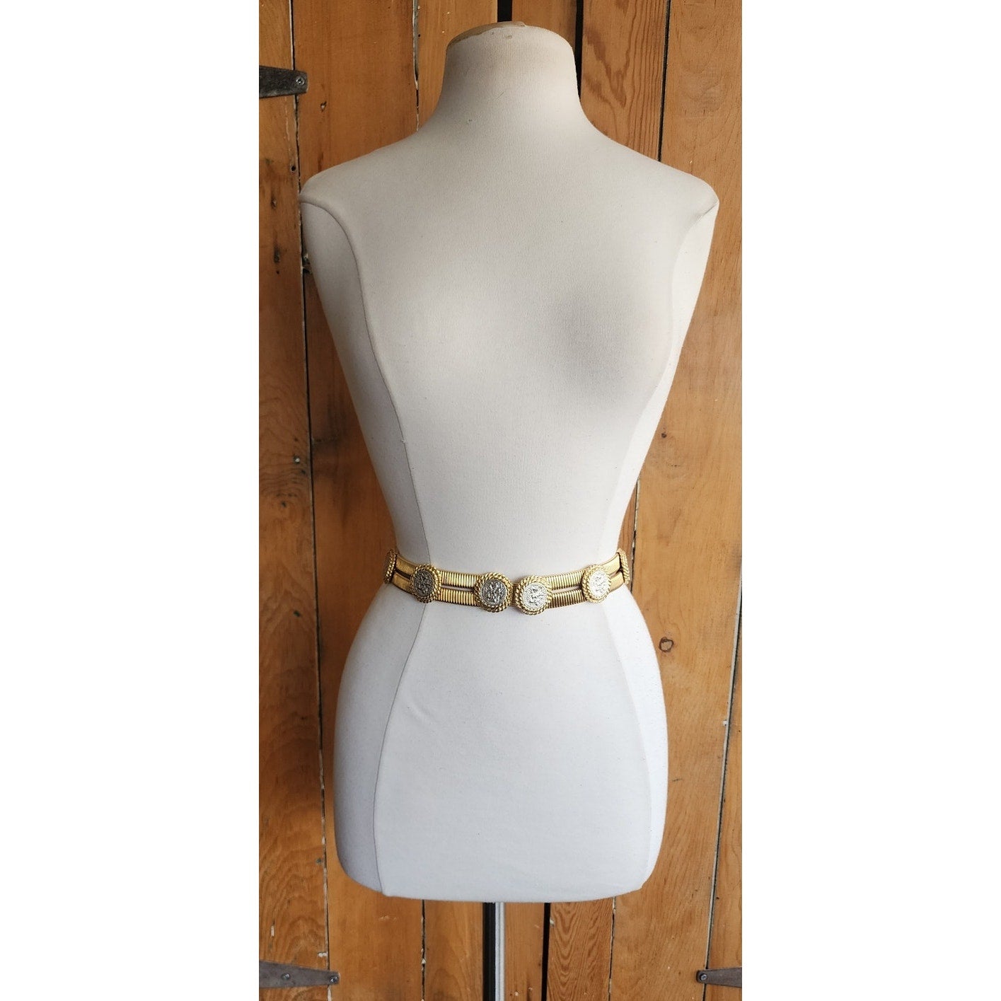 Vintage Metallic Coin Belt Elastic Gold Waistband