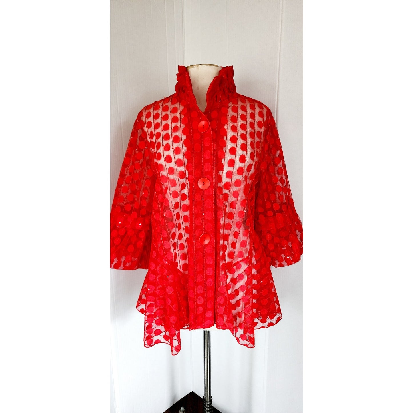 Damee Mesh Jacket Red Polkadot LARGE