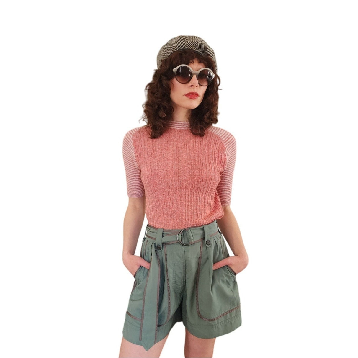 Vintage Y2K Dries Van Noten Silk Shorts Cropped Cargo Blue Green