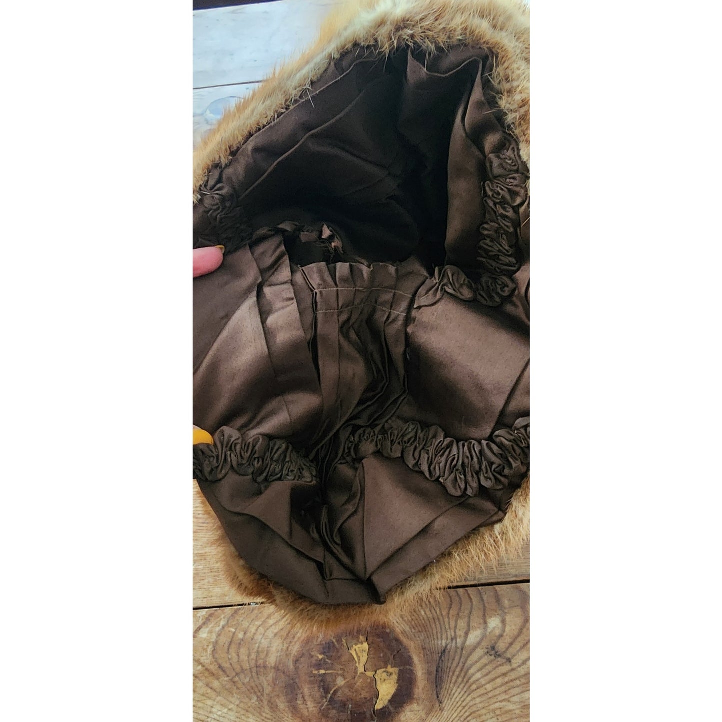 Vintage 40s Mink Fur Muff Bag Combination Brown Beige